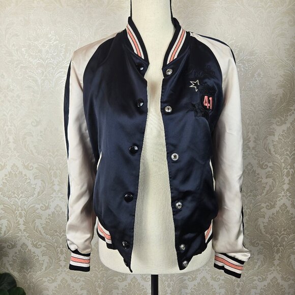 Coach Jackets & Blazers - Coach Size 2 Reversible Bomber Varsity Jacket Navy White Penguin  Snap Front